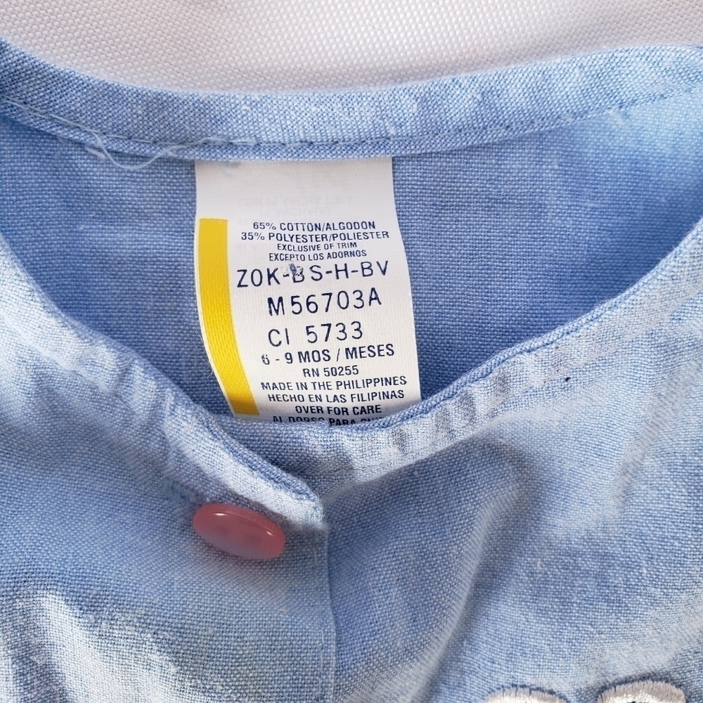 Baby Blue Floral Print Dress and Diaper Cover Set Pink Roses Lace Trim Baby Girl - Picture 4 of 8